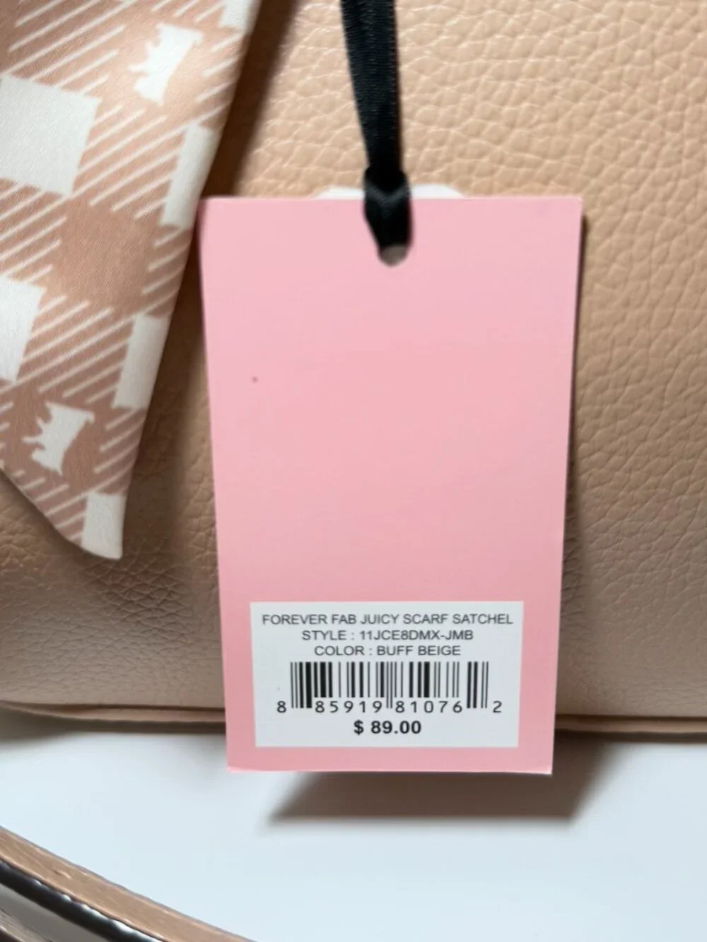 Juicy Couture Forever Fab Scarf Satchel Buff Beige NWT Logo Handbag Purse